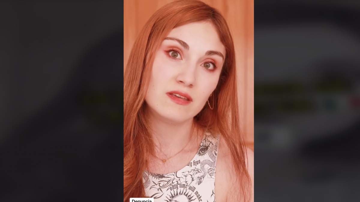La actriz en su video de denuncia