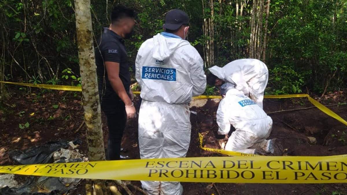 Una de las fosas clandestinas localizadas en la periferia de Cancún