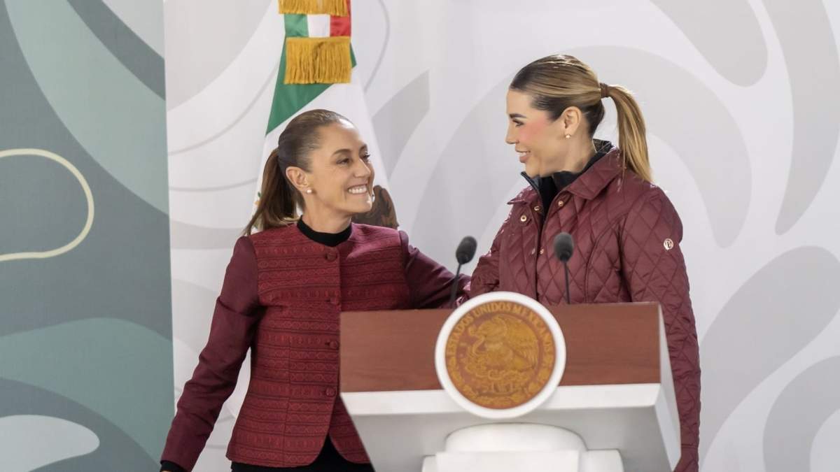 La presidenta Claudia Sheinbaum con la gobernadora de Baja California, Marina del Pilar Ávila