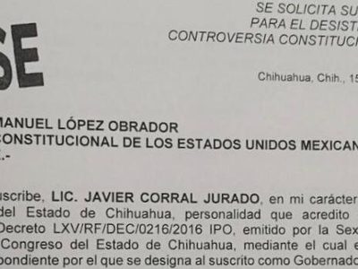 Corral pide a López Obrador desistimiento de la controversia presentada por Peña Nieto
