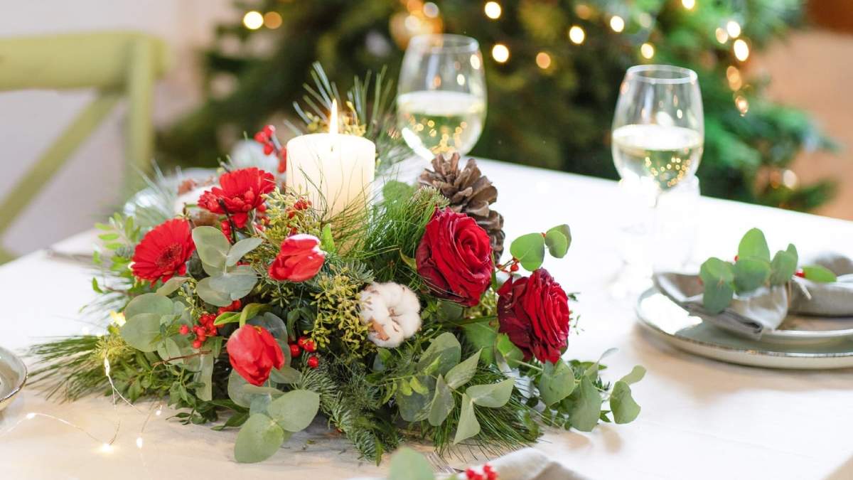 Centro de mesa navideño. Fuente: (Interflora)