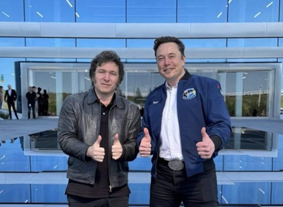 El presidente argentino ultraderechista Javier Milei y el empresario y fundador de Tesla, Elon Musk