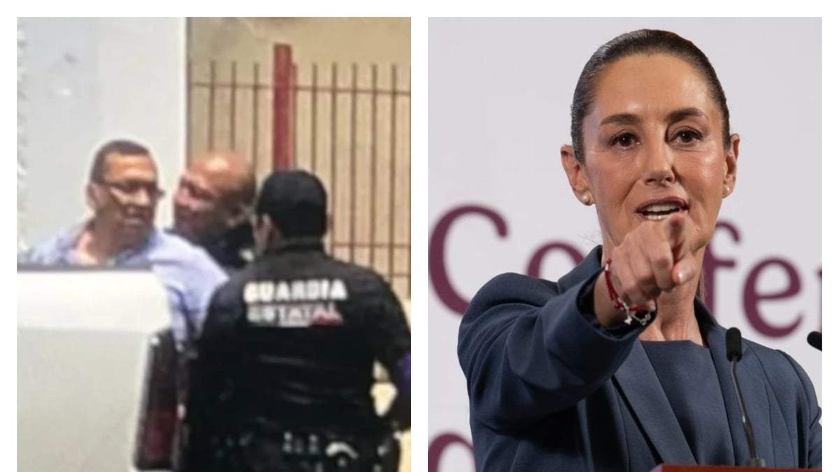 Momento de la detención de José Luis Aranza Aguilar y Sheinbaum