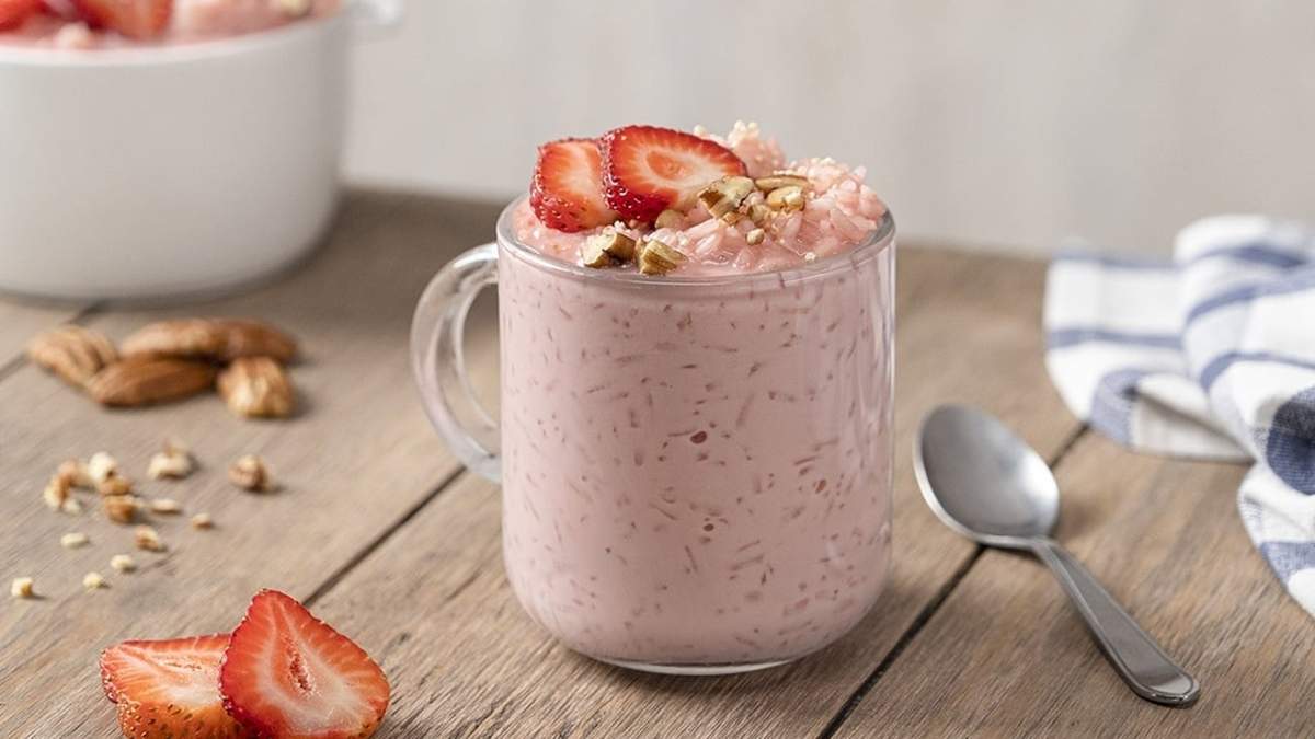 Arroz con leche de frutillas. Fuente: (Instagram)
