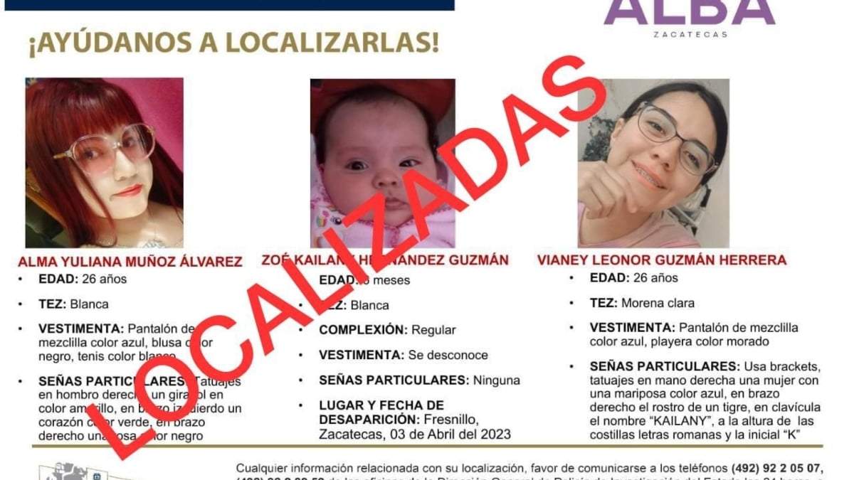 Las mujeres y la bebé localizadas