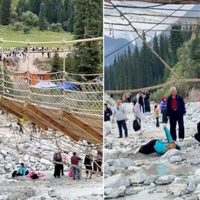 Derrumbe de puente colgante en China deja cinco muertos (Video)