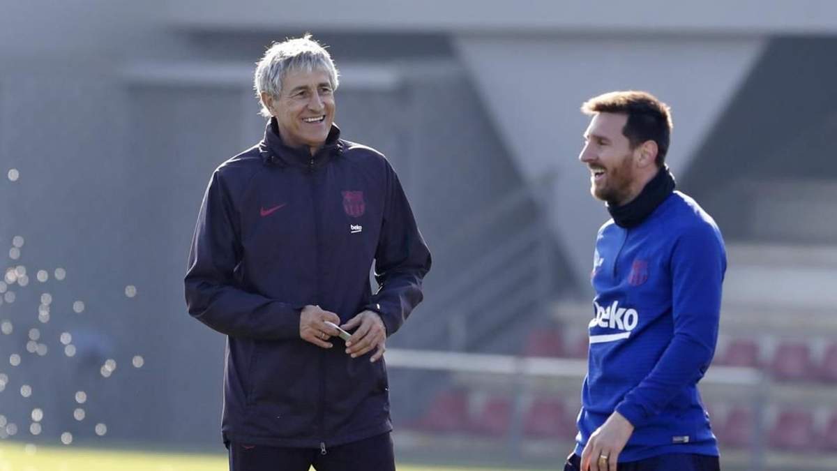 Quique Setién y Messi. Fuente: (Twitter).