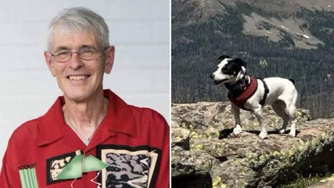 El senderista fallecido, con su perro en una ficha de búsqueda