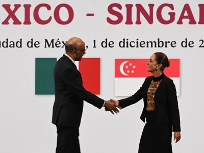 Sheinbaum recibe al presidente de Singapur; acuerdan fortalecer relación bilateral