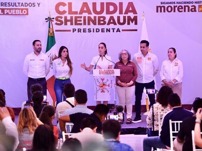 Gritos y golpes entre militantes del PVEM y Morena en eventos de Sheinbaum en SLP (Video)