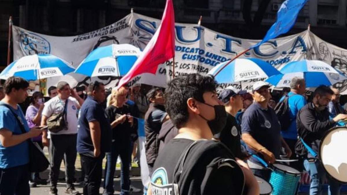 Movilización por parte de los gremios de seguridad privada. Fuente: (Twitter)