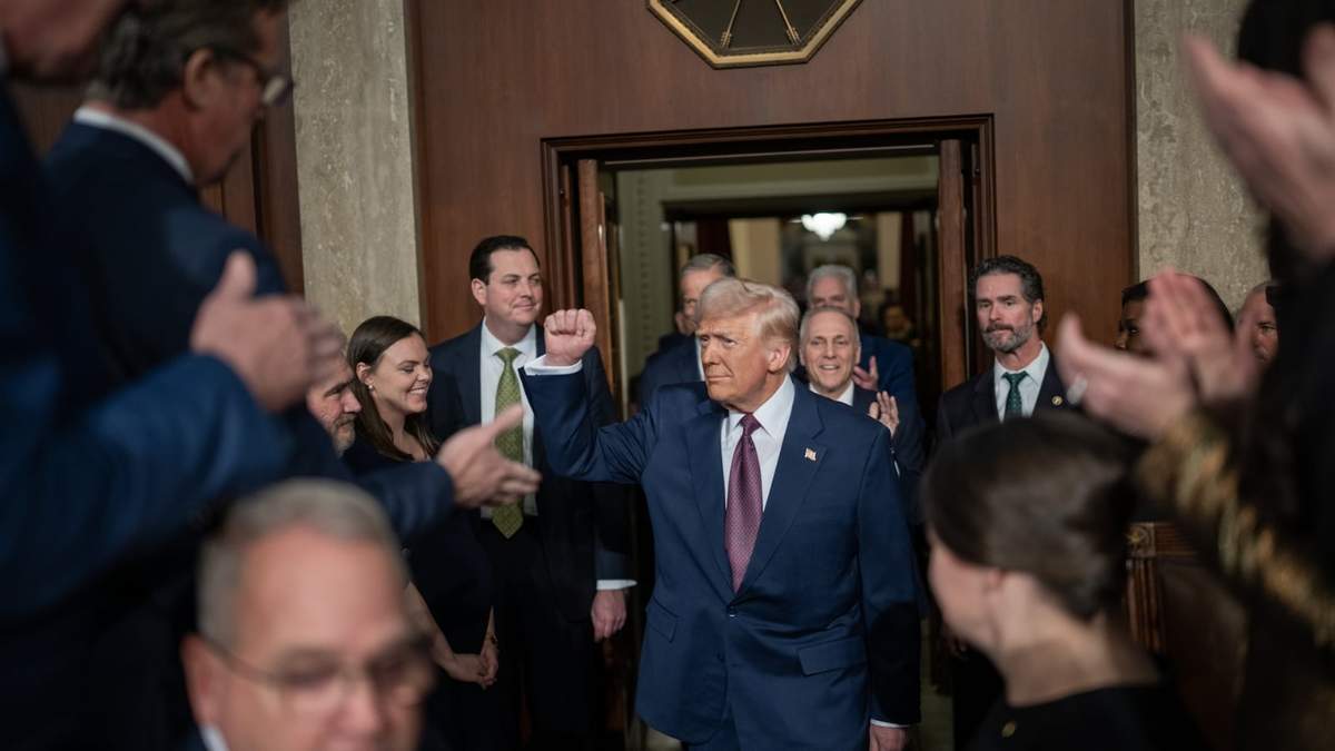 Donald Trump a su llegada al Congreso de EU para su primer mensaje del Estado de la Unión