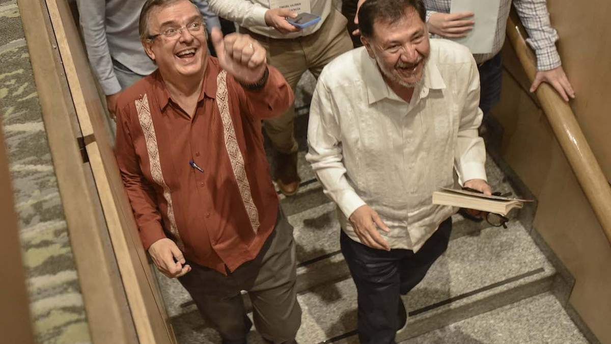 Marcelo Ebrard y Gerardo Fernández Noroña. el domingo en el Consejo de Morena