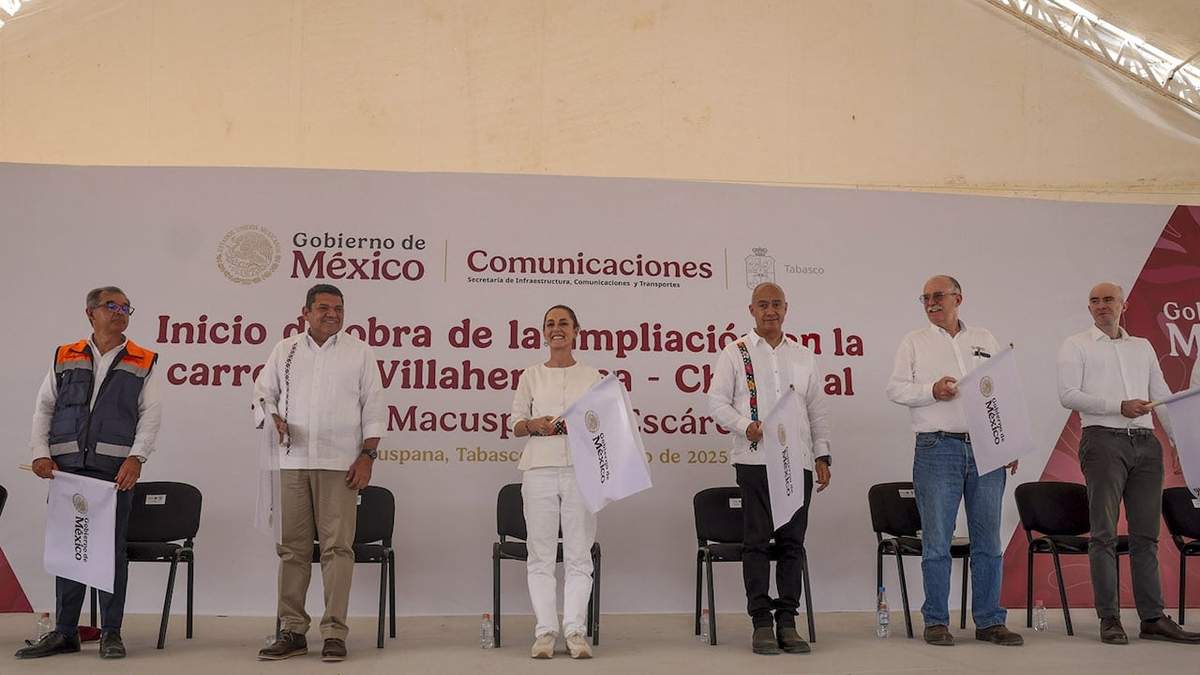 Sheinbaum inauguró la construcción de la carretera Macuspana-Escárcega en Tabasco cuya conclusión está prevista para 2028