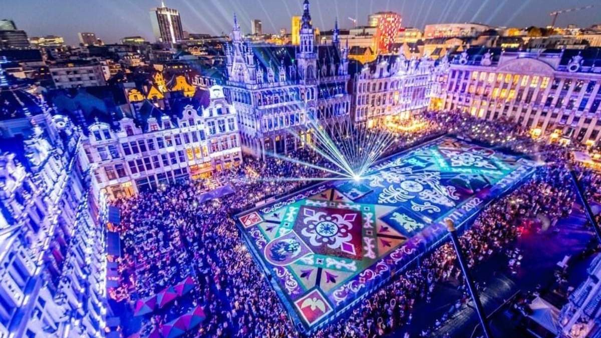 Tapete floral en Bruselas, Bélgica