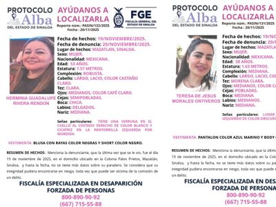 Hombres armados interceptan y raptan a Teresa y Herminia en Mazatlán; lanzan Protocolo Alba