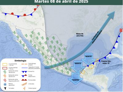 Masa de aire frío sigue este martes: lluvias, vientos y bajas temperaturas en los siguientes estados