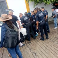 Migrantes africanos se manifiestan durante la visita del titular del ACNUR a Chiapas