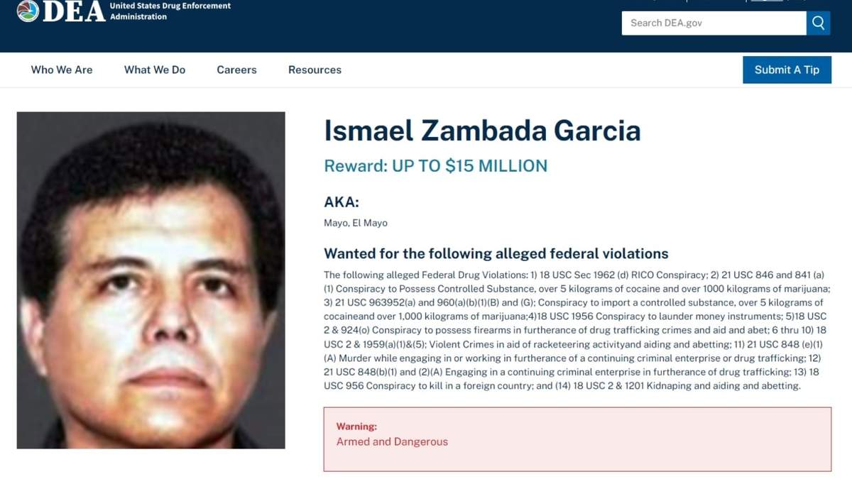 La DEA ofrece 15 millones de dólares por información de Ismael "El Mayo" Zambada