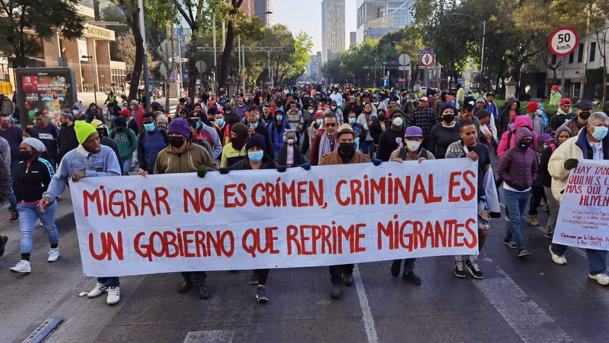Una protesta de migrantes