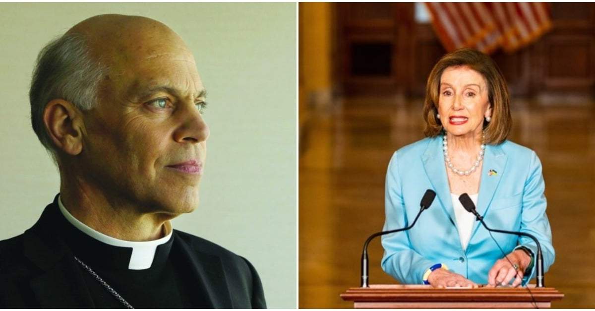 El arzobispo de San Francisco, Salvatore Cordileone y la presidenta de la Cámara de Representantes de Estados Unidos, Nancy Pelosi