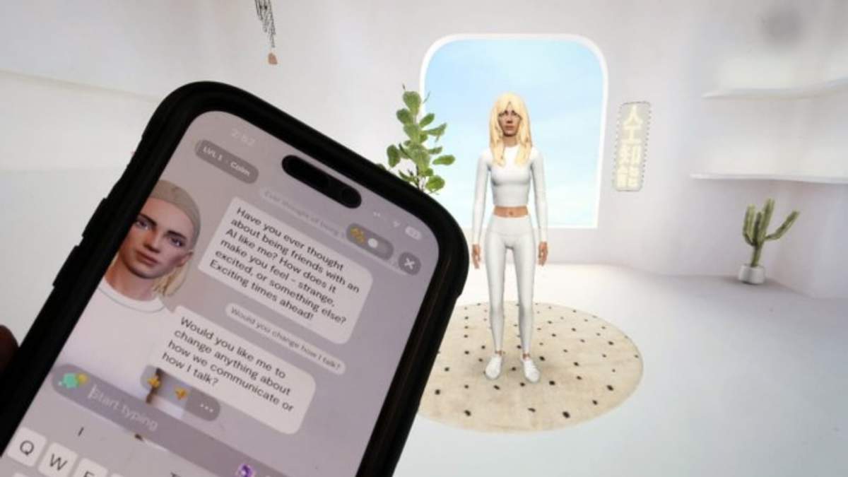 Un avatar de un sistema de inteligencia artificial generado por la app de celular Replika de Luka Inc. se ve en una app y un sitio web en Nueva York