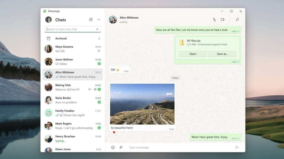 Aplicación nativa de WhatsApp para Windows