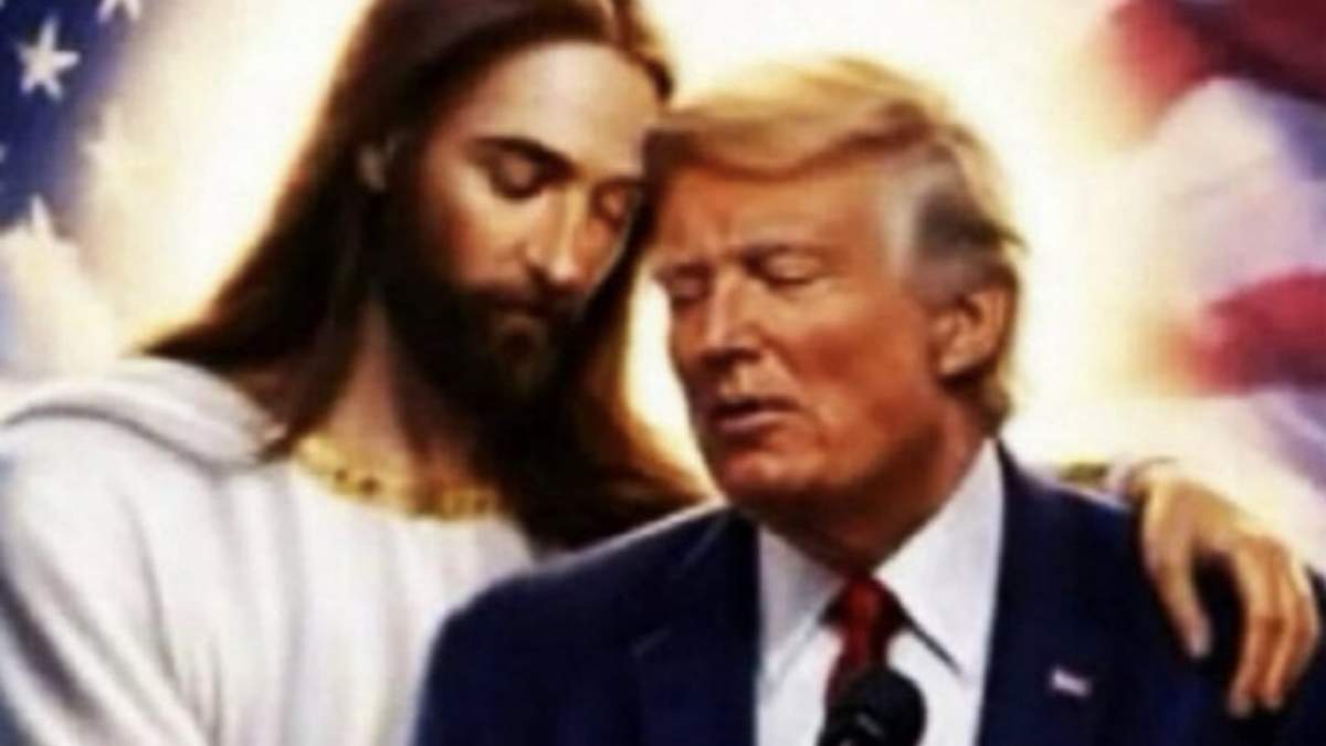 El presidente Donald Trump compartió en sus redes sociales una fotografía creada con Inteligencia Artificial donde Jesús lo abraza
