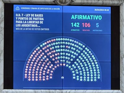 La Cámara de Diputados aprobó en general la Ley de Bases