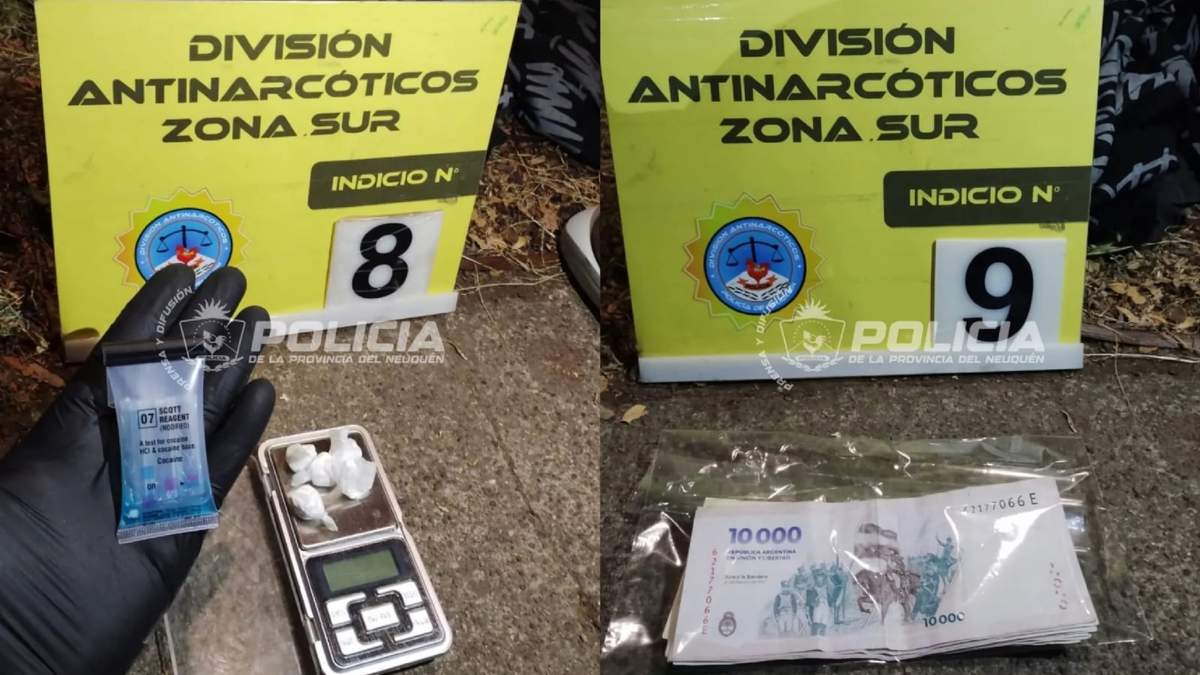 Secuestro de drogas y efectivo en un procedimiento en San Martín de los Andes. Fuente: (Policía del Neuquén)