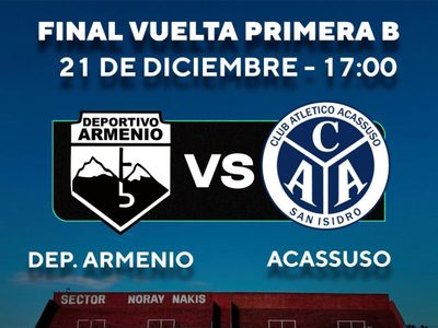 Deportivo Armenio y Acassuso se enfrentan por el último ascenso a la B