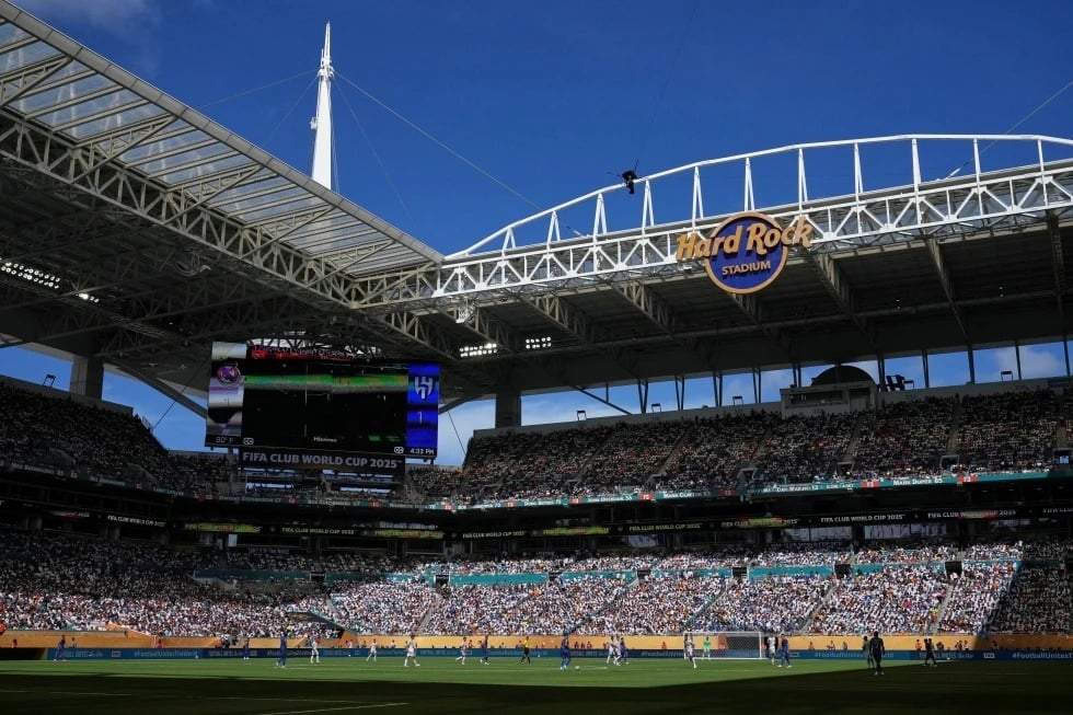 El Hard Rock Stadium durante el partido de fútbol del grupo H del Mundial de Clubes entre el Real Madrid y el Al Hilal en Miami Gardens, Florida, el miércoles 18 de junio de 2025.