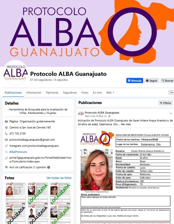 Página web de Protocolo Alba en Guanajuato httpswww.facebook.comProtocoloALBAgto