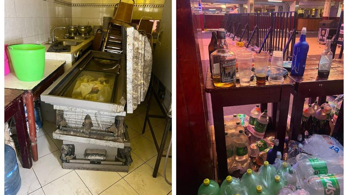 Ataúdes utilizados como hieleras en la fiesta clandestina