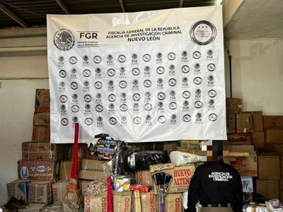 FGR asegura 80 toneladas de pirotecnia en Monterrey