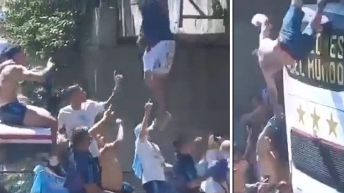 Momento de la caída de los aficionados