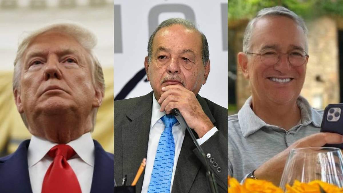 Trump, Slim y Salinas Pliego. Foto: AP, Benjamín Flores y Twitter