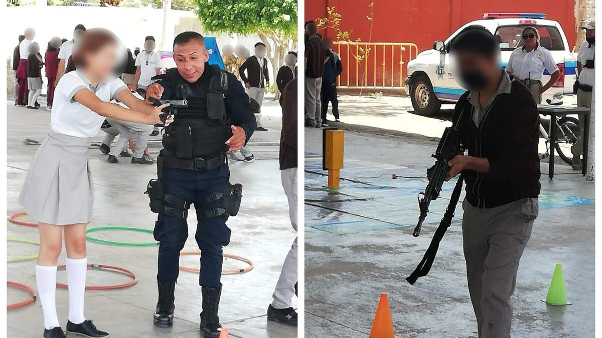 Policías de Guanajuato prestan sus armas a estudiantes