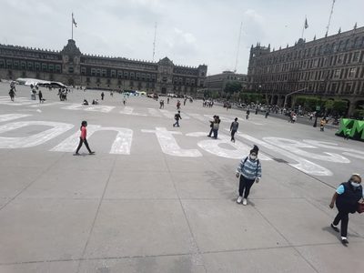 Con pinta en el zócalo exigen liberación de Israel Vallarta y señalan a Loret de Mola