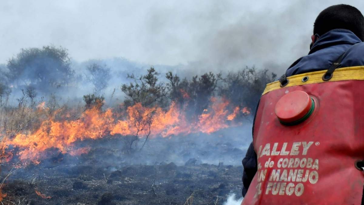 Imágenes de bomberos voluntarios en los focos. Fuente: (Twitter)