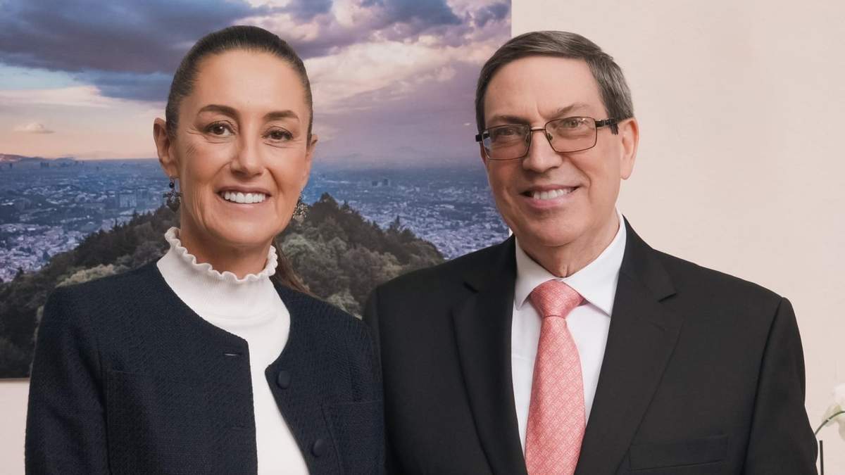 Claudia Sheinbaum con el canciller cubano, Bruno Rodríguez