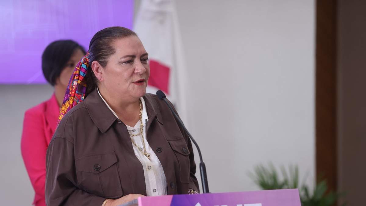 La consejera presidenta del INE, Guadalupe Taddei, en la conferencia de prensa sobre el avance de cómputos de la elección judicial, el 3 de junio de 2025
