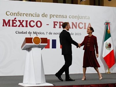 “La lucha contra el narco nos une a todos”, dice Macron en su reunión con Sheinbaum
