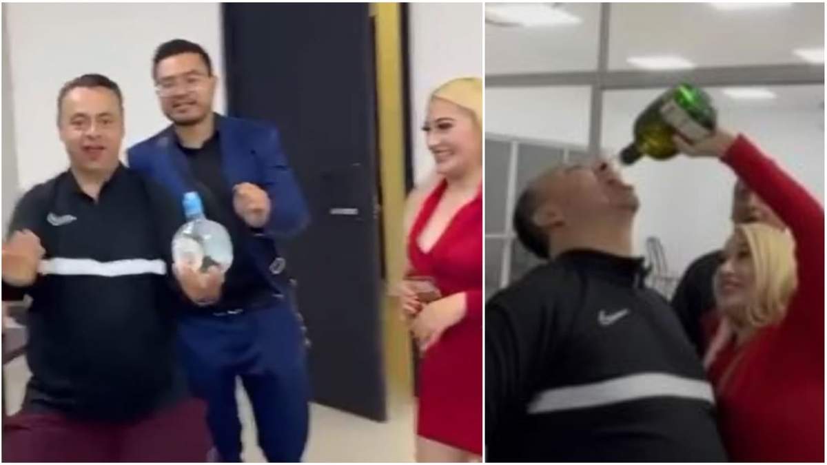 El director de Combate al Secuestro de Hidalgo, Manuel García Guzmán, en un convite con bebidas alcohólicas con funcionarios bajo su mando en oficinas públicas