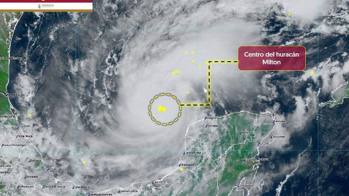 Vista satelital del huracán Milton c