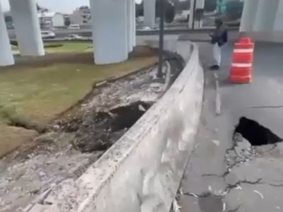 Se forma un socavón en la zona del Puente de la Concordia de Iztapalapa (Video)