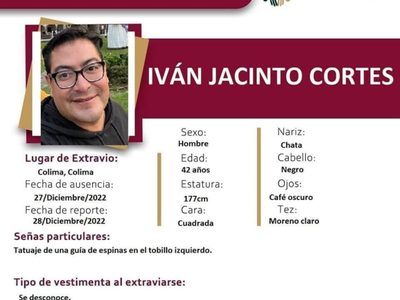 Asociaciones médicas exigen localizar a Iván Jacinto Cortés, desaparecido en Colima