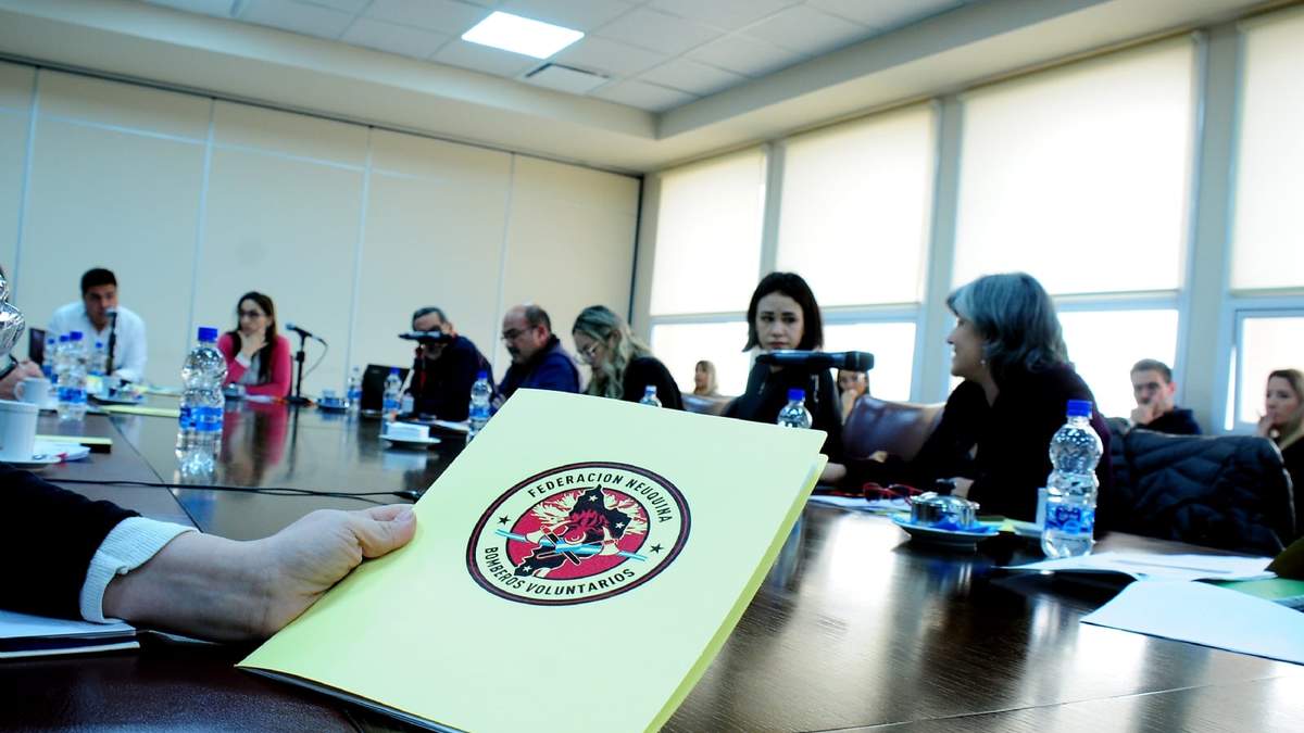 Bomberos voluntarios en la Legislatura de Neuquén. Fuente: (Twitter)