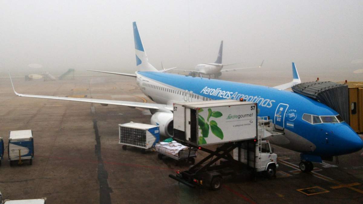 La operación del Aeroparque está retrasada por las lluvias. Fuente: (Twitter)