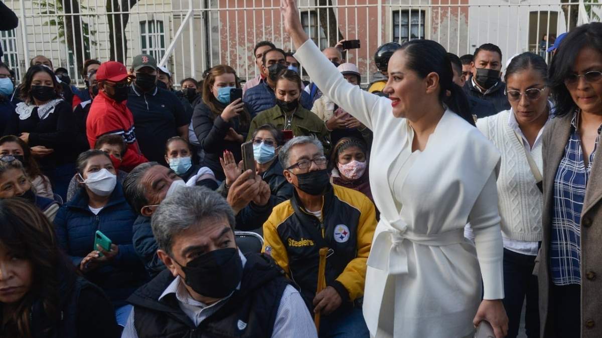 Sandra Cuevas, en el mitin en el Deportivo Guelatao